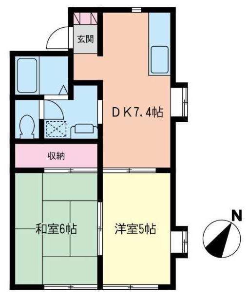 シーコースト(2DK/2階)の間取り写真