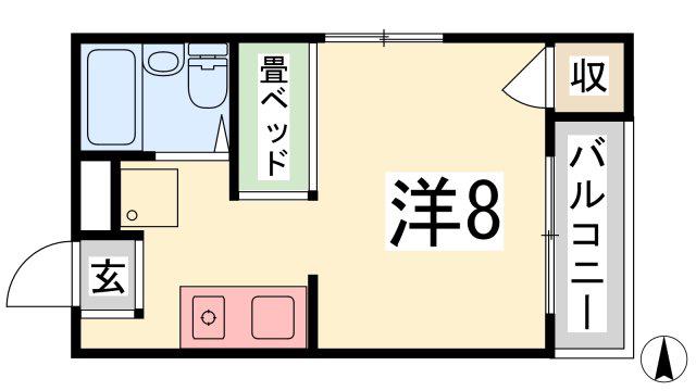 ジュネス新在家F(ワンルーム/2階)の間取り写真
