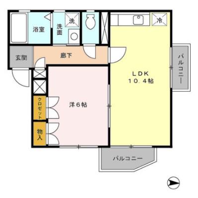 メゾンドエリシオン(1LDK/2階)の間取り写真