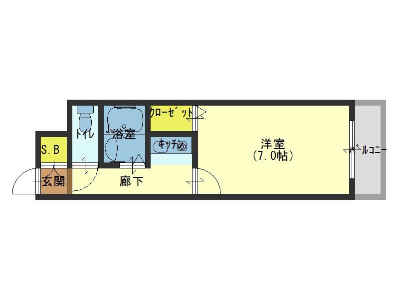 味原青山ビル(1K/7階)の間取り写真
