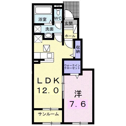 シャトー・グリーンIII(1LDK/1階)の間取り写真