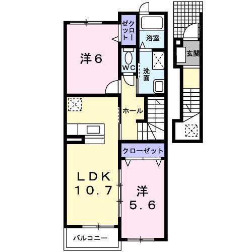 カーサ・プリムラ(2LDK/2階)の間取り写真