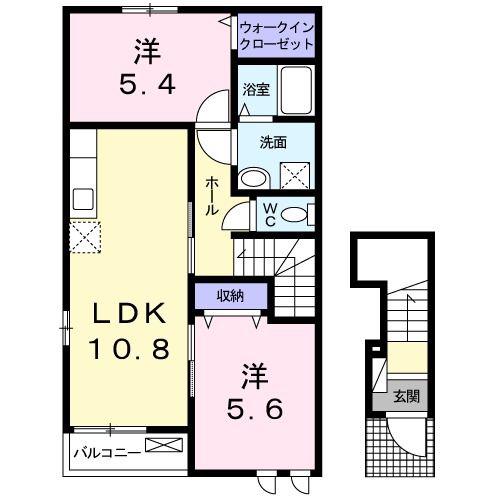 ピオニーサワグチ(2LDK/2階)の間取り写真