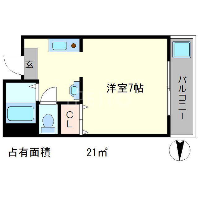 カーサあすか(1K/2階)の間取り写真