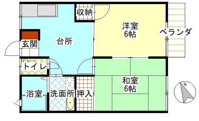 ソレイユ32(2DK/1階)の間取り写真