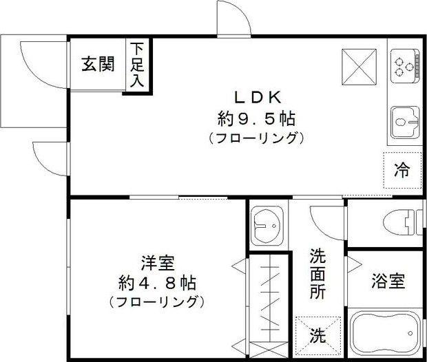 リエート目黒本町(1LDK/1階)の間取り写真