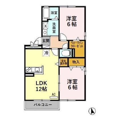 SOLEIL(2LDK/2階)の間取り写真