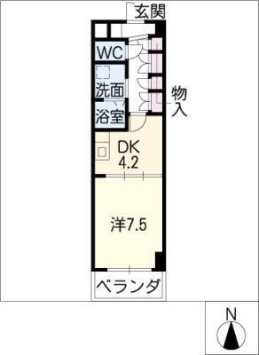 FOUR LEAVES前田(1DK/7階)の間取り写真