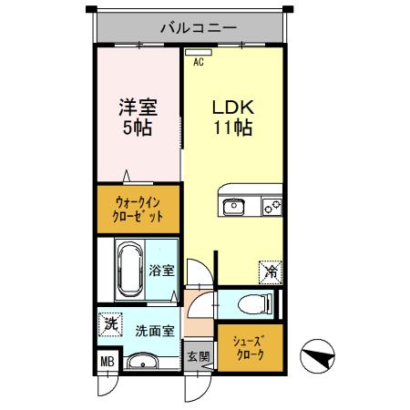 フォレ・リビエール磯辺通(1LDK/5階)の間取り写真