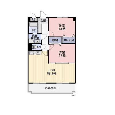 ワンブリッジ21 B(2LDK/1階)の間取り写真