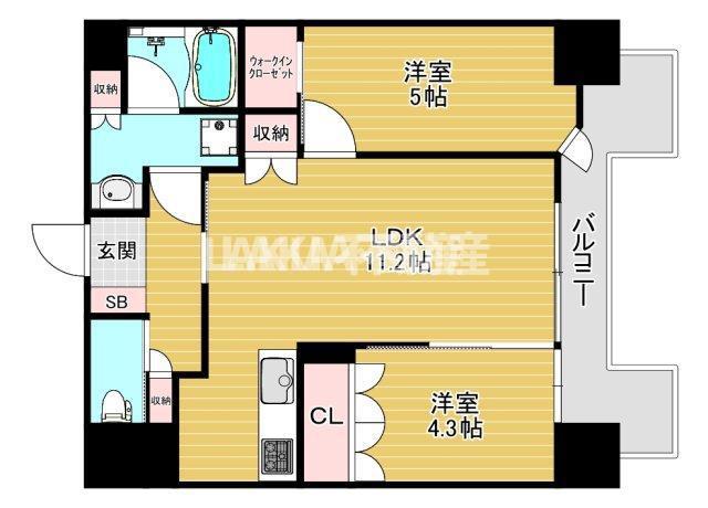STANDZ四天王寺前夕陽丘(2LDK/3階)の間取り写真