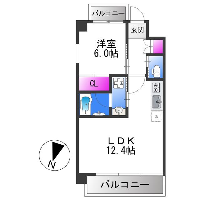 プレジオ森河内ASIAN(1LDK/4階)の間取り写真