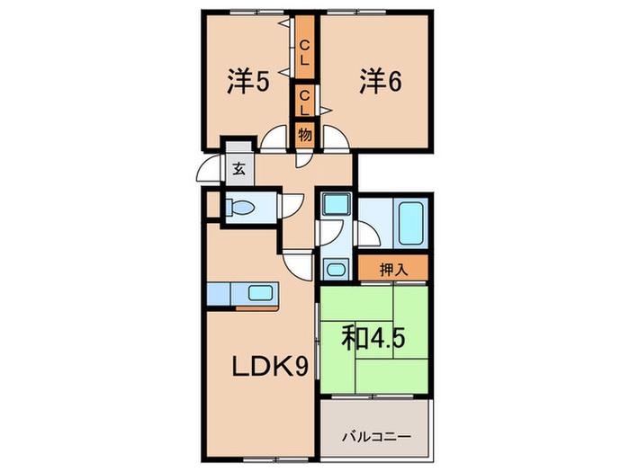 サーティフクヤ(3LDK/1階)の間取り写真