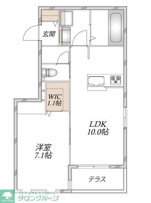 GREEN LEAF(1LDK/1階)の間取り写真