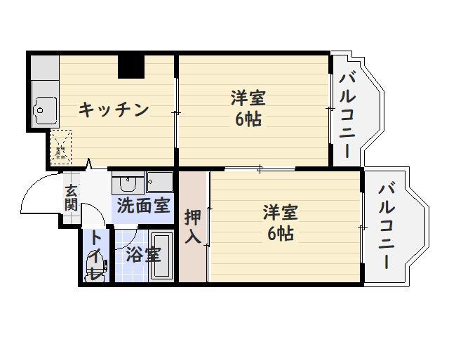 桑原ビル(2DK/3階)の間取り写真