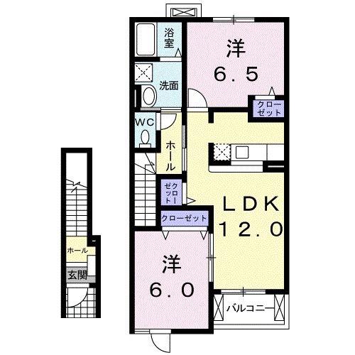 シャローム・FA(2LDK/2階)の間取り写真