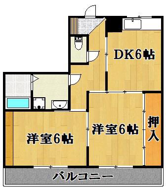 中野レジデンス(2DK/2階)の間取り写真