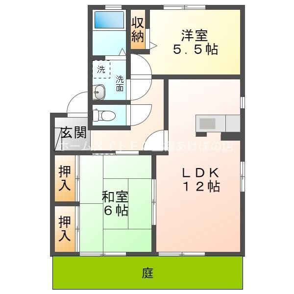 ビューラー野依D(2LDK/1階)の間取り写真