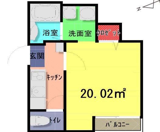 サクセス川越(1K/2階)の間取り写真