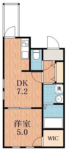 ソレイユ聖天下C棟(1DK/1階)の間取り写真