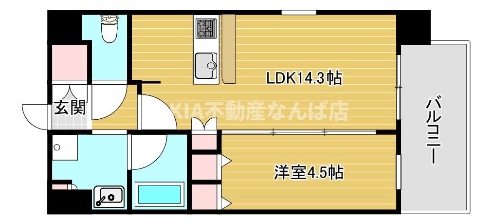 スプランディッド難波キャトル(1LDK/6階)の間取り写真