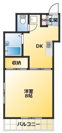 エアリハイム(1DK/3階)の間取り写真