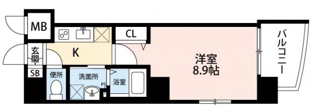 GRACECOURT上八丁堀(1K/5階)の間取り写真