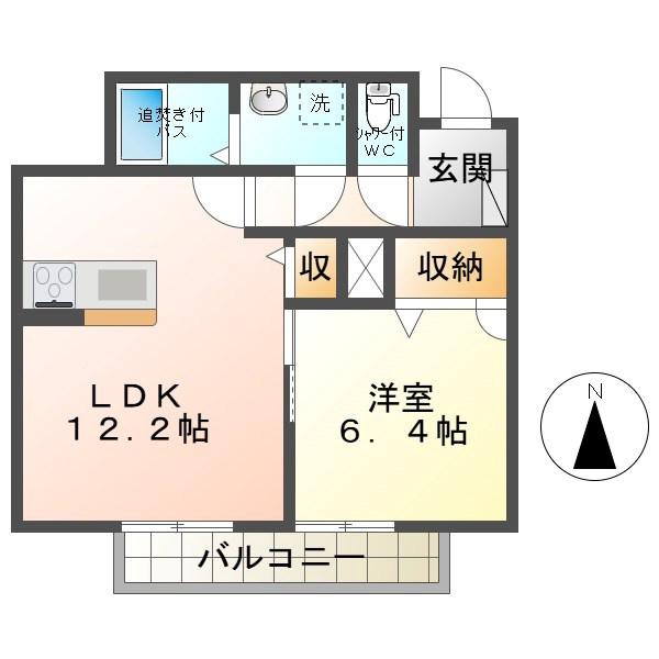 レシエルR棟(1LDK/3階)の間取り写真
