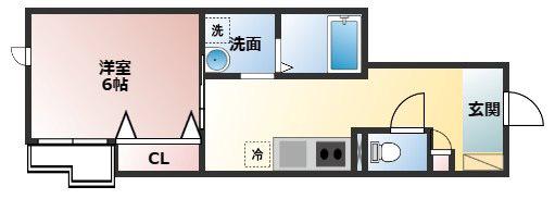 メゾンざおう(1K/1階)の間取り写真
