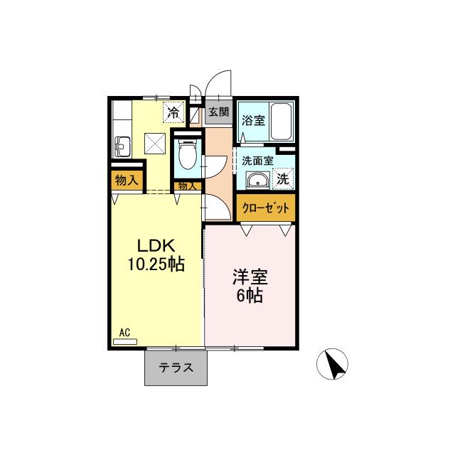 D-ROOM カーサ・ボナール(1LDK/1階)の間取り写真
