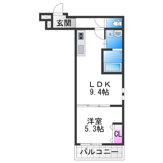 フジパレス松虫通ウエスト(1LDK/3階)の間取り写真