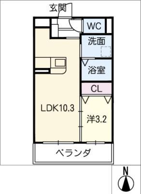 KANON(1LDK/4階)の間取り写真