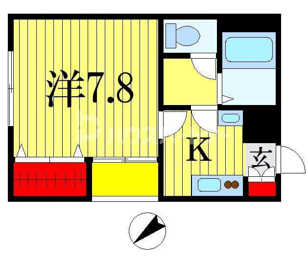 ヴィラモジュール春日(1K/1階)の間取り写真
