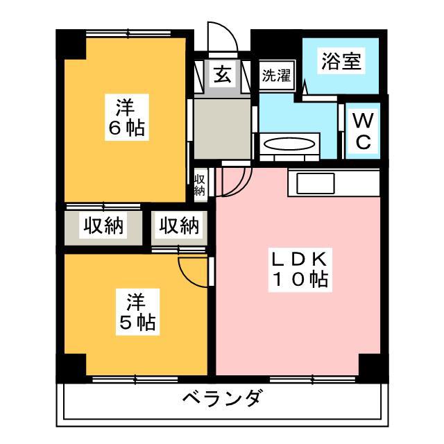 イオマチフラット(2LDK/2階)の間取り写真
