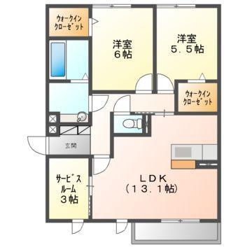 プレジオあくら B棟(2SLDK/1階)の間取り写真