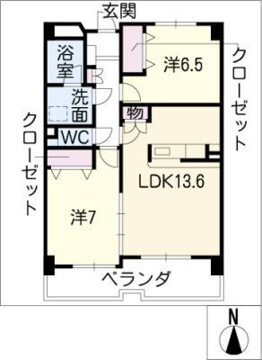 エムロード(2LDK/3階)の間取り写真
