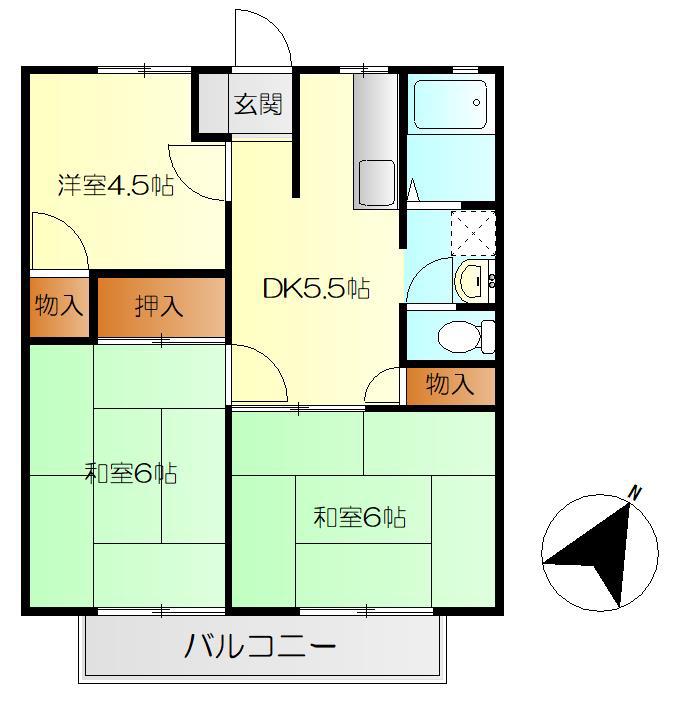 ガーデンフラット(3DK/2階)の間取り写真