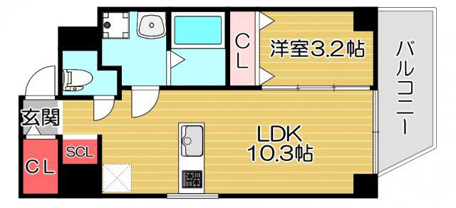 LA BENTEN(1LDK/5階)の間取り写真