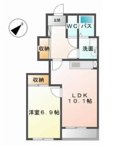 グランドヒルズ(1LDK/1階)の間取り写真