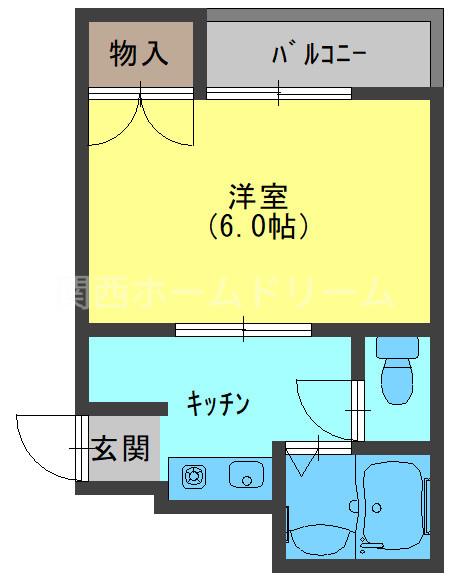 グランビア(1K/3階)の間取り写真