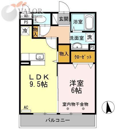 アンドミーワ(1LDK/3階)の間取り写真