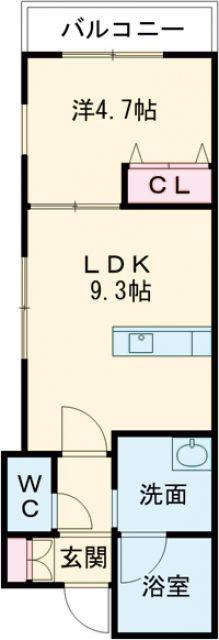 クローバーパーク千歳(1LDK/1階)の間取り写真
