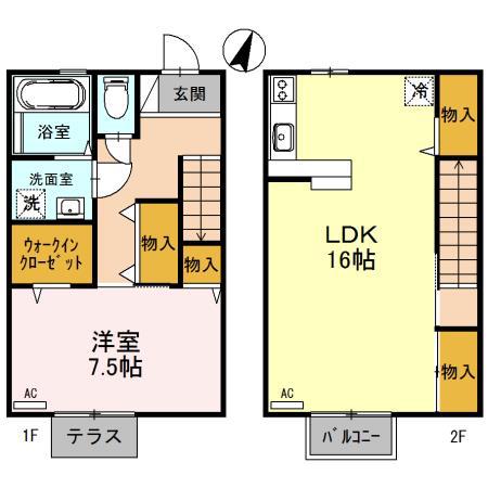 ドゥアンジュ立山(1LDK/1階)の間取り写真