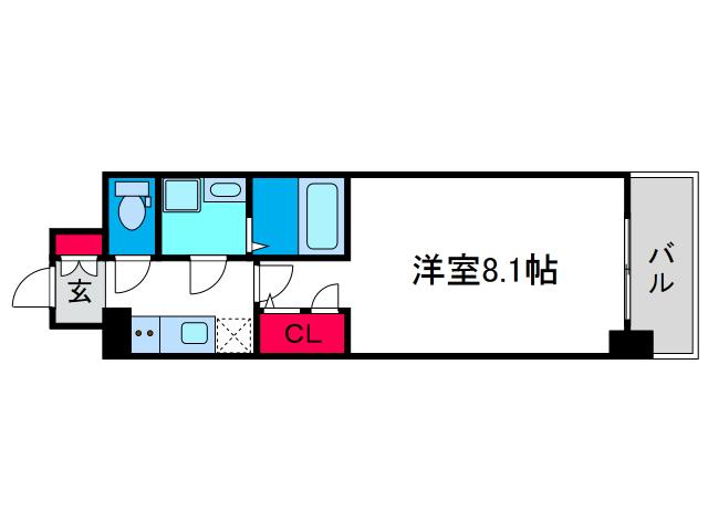 エスリードレジデンス弁天町グランデ(1K/2階)の間取り写真