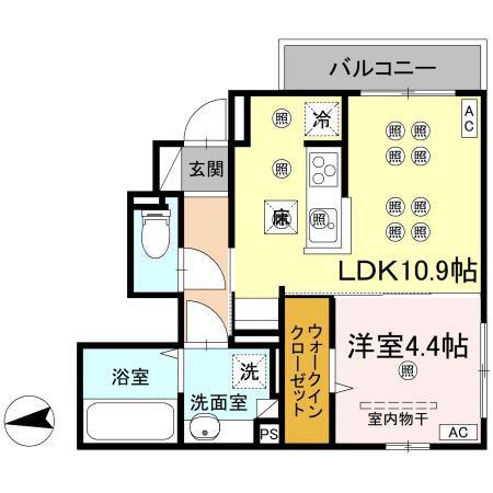 M-ONE丸の内(1LDK/1階)の間取り写真