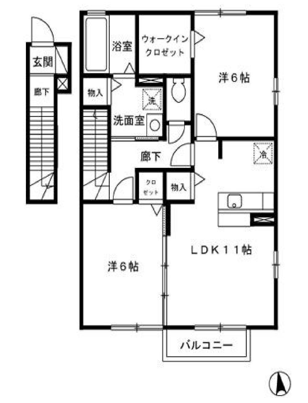 ステラハウス(2LDK/2階)の間取り写真