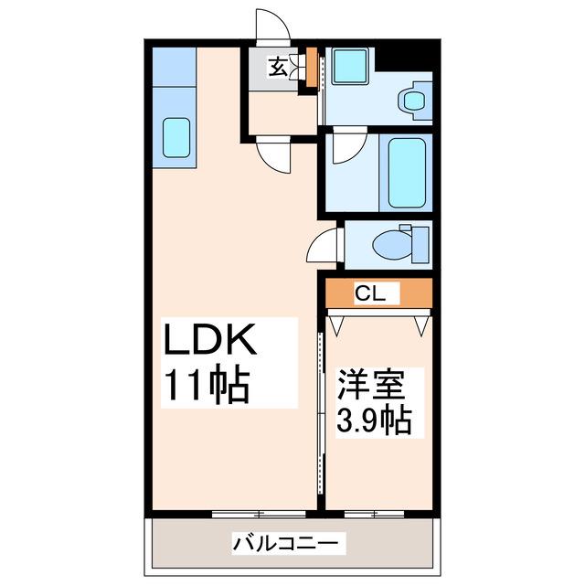ソリテール菊陽(1LDK/3階)の間取り写真