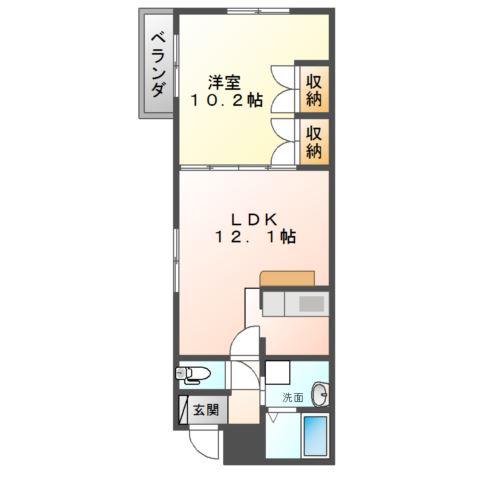 BRINDDLE COURT(1LDK/3階)の間取り写真