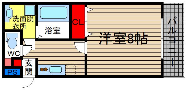 CASA都丘II(1K/1階)の間取り写真