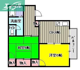 グリーンハイツ(2DK/1階)の間取り写真